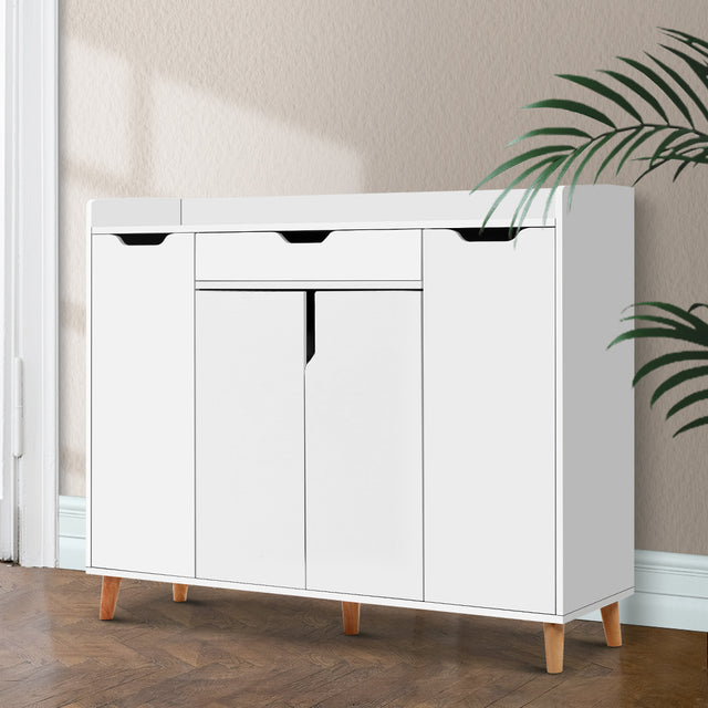 Artiss CISSY 26-Pair Adjustable White Shoe Rack Cabinet — Melamine Finish — Allure Home Collections