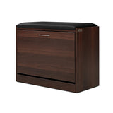 Artiss KYLA Walnut Shoe Rack Bench — 15 Pairs, PU Leather Upholstery — Allure Home Collections