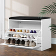 Artiss KYLA White Shoe Rack Cabinet Bench — 15 Pairs, PU Leather Seat — Allure Home Collections