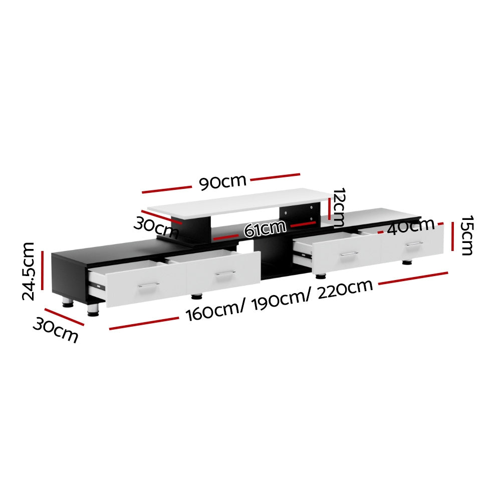 Artiss Extendable TV Cabinet — 160cm to 220cm, with Drawers and Open Shelves — Allure Home Collections