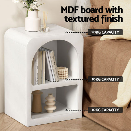 Artiss ARCHED Bedside Table with Shelves in White — Allure Home Collections