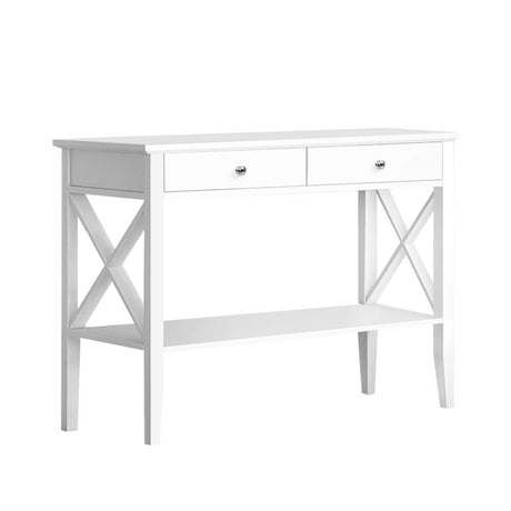 Artiss White Console Table with 2 Drawers — 100cm, Contemporary Hallway Table — Allure Home Collections