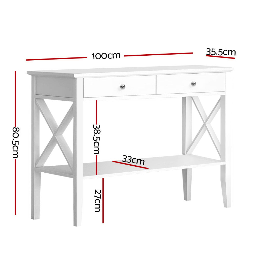 Artiss White Console Table with 2 Drawers — 100cm, Contemporary Hallway Table — Allure Home Collections