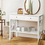 Artiss White Console Table with 2 Drawers — 100cm, Contemporary Hallway Table — Allure Home Collections