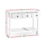 Artiss White Console Table with 3 Drawers — 100cm, Contemporary Elegance — Allure Home Collections