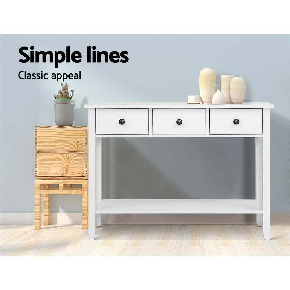 Artiss White Console Table with 3 Drawers — 100cm, Contemporary Elegance — Allure Home Collections
