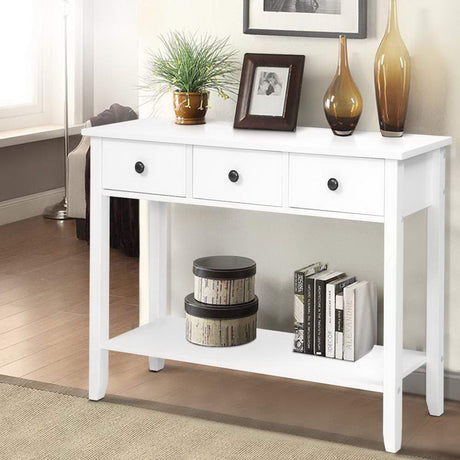 Artiss White Console Table with 3 Drawers — 100cm, Contemporary Elegance — Allure Home Collections