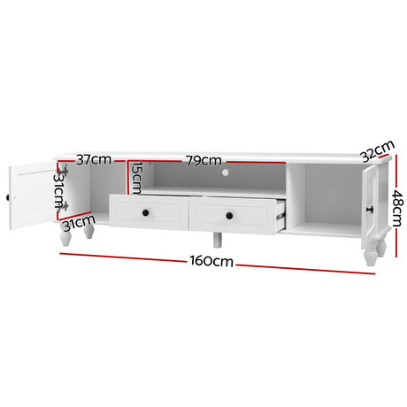Artiss KUBI 160cm White French Provincial TV Cabinet — Allure Home Collections