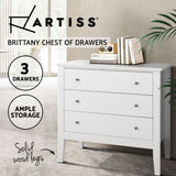 Artiss BRITTANY 3-Drawer Chest of Drawers in White — Provincial Charm — Allure Home Collections