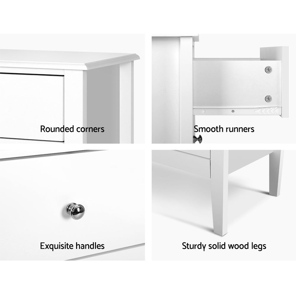 Artiss BRITTANY 3-Drawer Chest of Drawers in White — Provincial Charm — Allure Home Collections