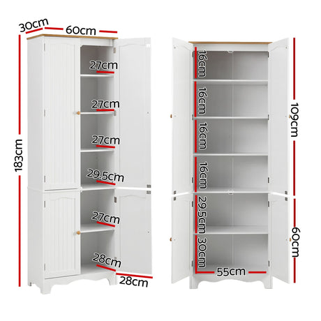 Taylorville 4 Door Buffet Sideboard, White 2pcs
