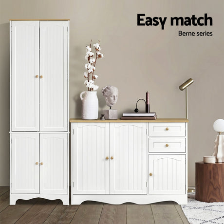 Taylorville 4 Door Buffet Sideboard, White 2pcs