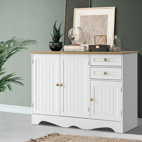 Artiss BERNE White Buffet Sideboard — Three Doors, Vintage Charm, Non-Toxic Finish — Allure Home Collections