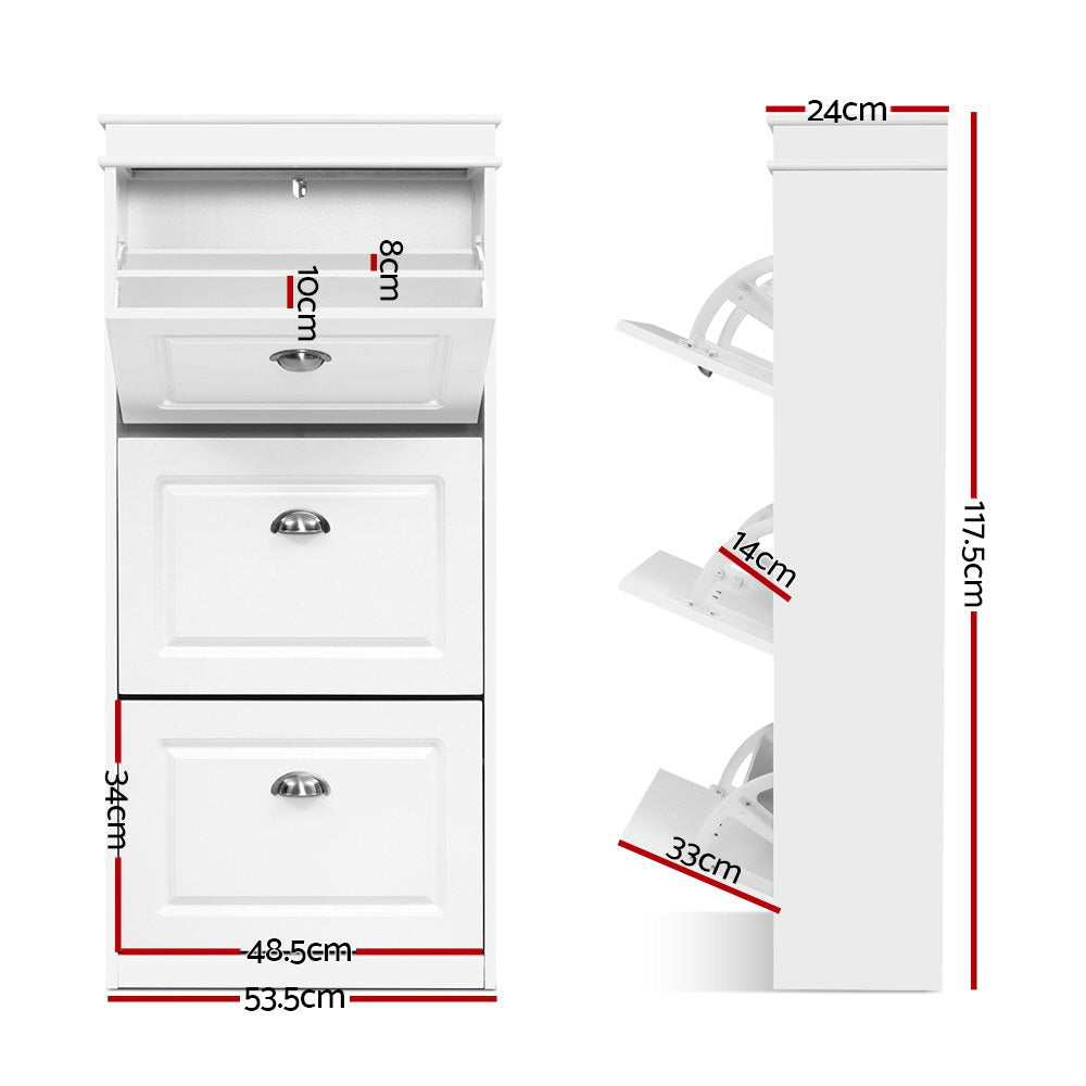Bellfield 3 Drawer Shoe Cabinet, White image 3