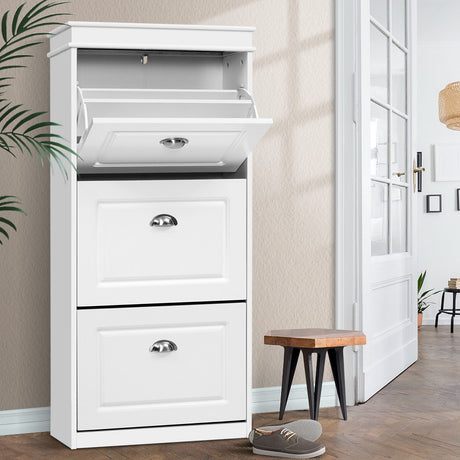 Bellfield 3 Drawer Shoe Cabinet, White image 1