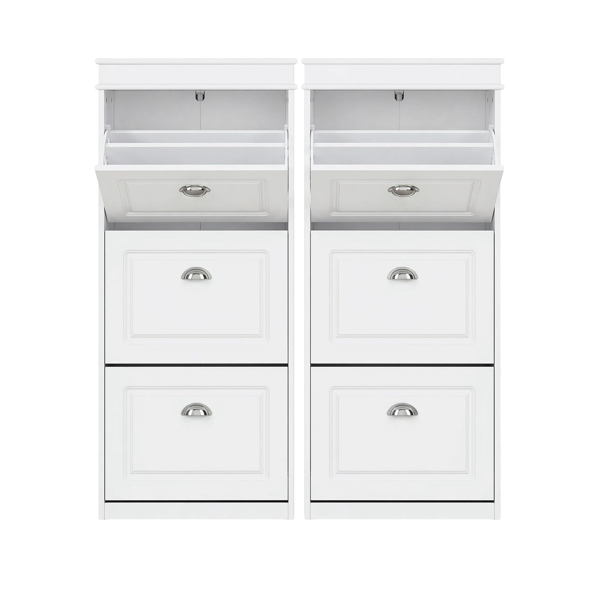 Bellfield 3 Drawer Shoe Cabinet, White 2pcs image 1