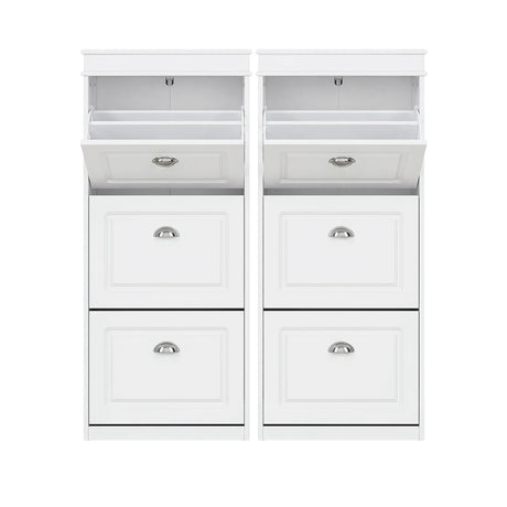 Bellfield 3 Drawer Shoe Cabinet, White 2pcs image 1