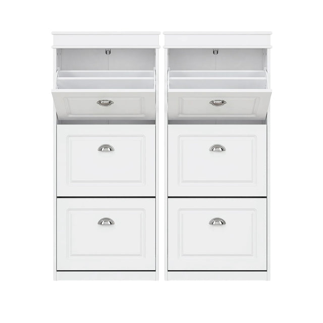 Bellfield 3 Drawer Shoe Cabinet, White 2pcs image 1