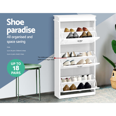 Bellfield 3 Drawer Shoe Cabinet, White 2pcs image 5