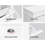 Bellfield 3 Drawer Shoe Cabinet, White 2pcs image 7
