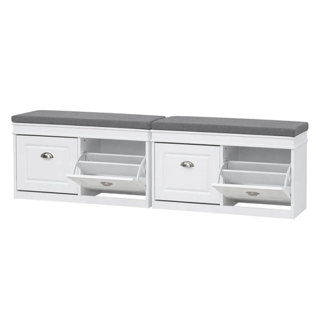 Nerrin Nerrin Flip Drawer Shoe Bench, White 2pcs