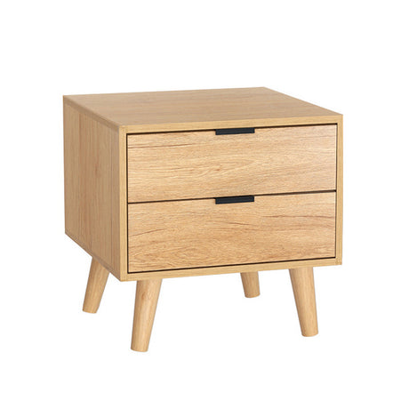Artiss Bedside Table with 2 Drawers in Pine — Allure Home Collections