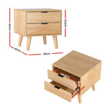 Artiss Bedside Table with 2 Drawers in Pine — Allure Home Collections