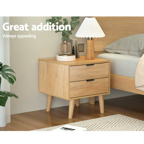 Artiss Bedside Table with 2 Drawers in Pine — Allure Home Collections