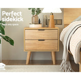 Artiss Bedside Table with 2 Drawers in Pine — Allure Home Collections