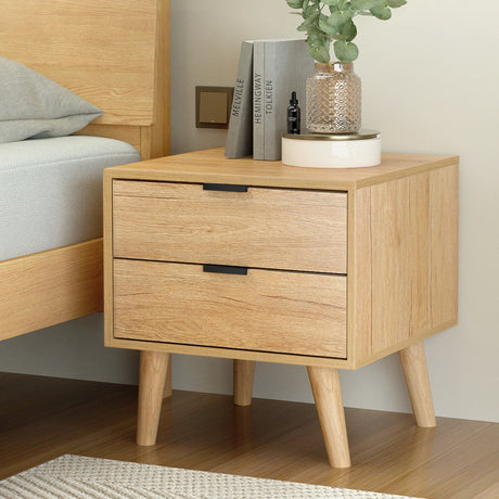 Artiss Bedside Table with 2 Drawers in Pine — Allure Home Collections