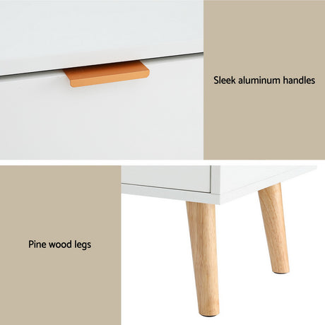 Artiss Bedside Table with 2 Drawers in White — Allure Home Collections