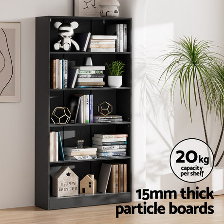 Artiss ANTON 5-Tier Bookshelf in Black