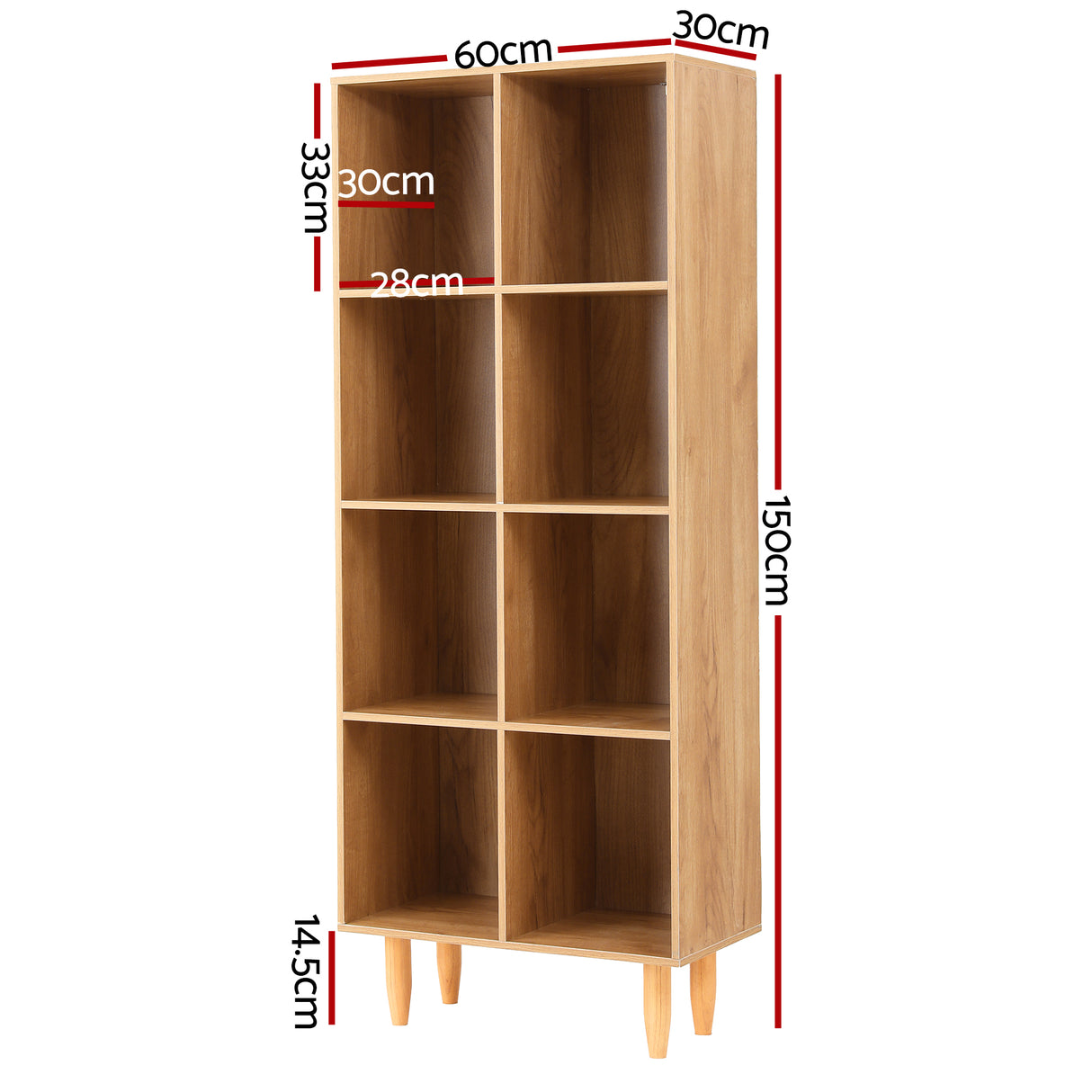 Walkerville 4 Tier Bookshelf, Pine