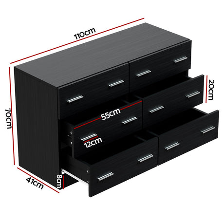 Artiss VEDA 6-Drawer Lowboy in Black — Allure Home Collections