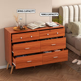 Walnut 6-Drawer Chest of Drawers Cabinet