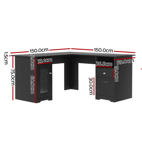 Bruce Corner Desk, Black 150cm