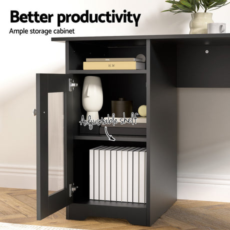 Bruce Corner Desk, Black 150cm