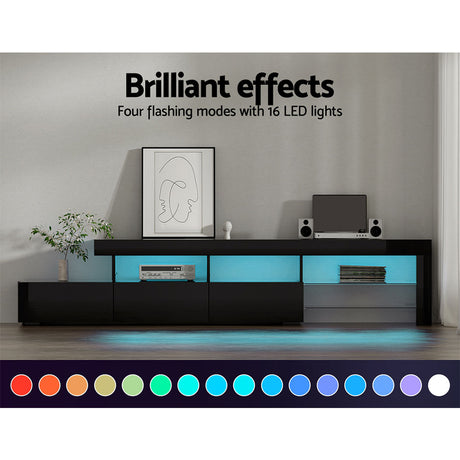 Artiss Caya LED Entertainment Unit — Black, Pine or White, Low-Profile — Allure Home Collections