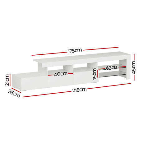 Artiss Caya LED Entertainment Unit — Black, Pine or White, Low-Profile — Allure Home Collections
