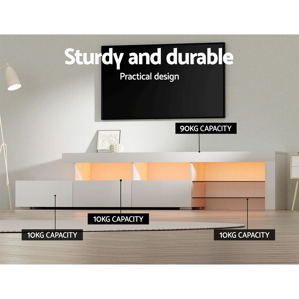 Artiss Caya LED Entertainment Unit — Black, Pine or White, Low-Profile — Allure Home Collections