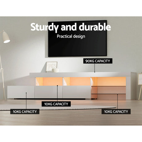 Artiss Caya LED Entertainment Unit — Black, Pine or White, Low-Profile — Allure Home Collections