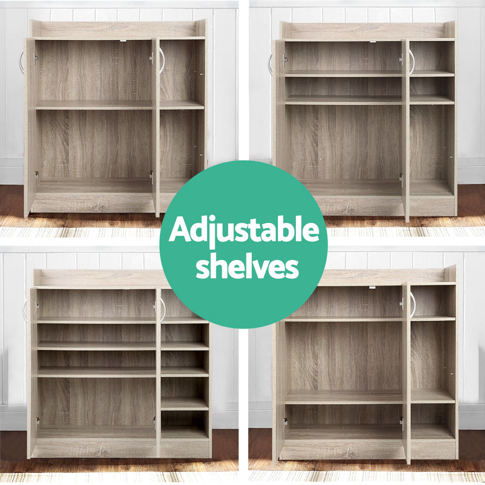 Artiss CLAIR 21-Pair Adjustable Shoe Rack Cabinet — Two Doors, Side Shelves — Allure Home Collections