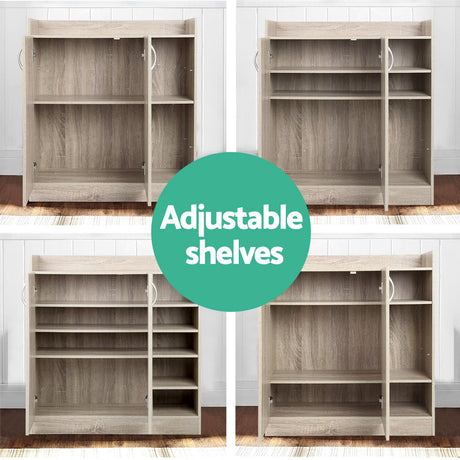 Artiss CLAIR 21-Pair Adjustable Shoe Rack Cabinet — Two Doors, Side Shelves — Allure Home Collections