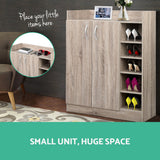 Artiss CLAIR 21-Pair Adjustable Shoe Rack Cabinet — Two Doors, Side Shelves — Allure Home Collections