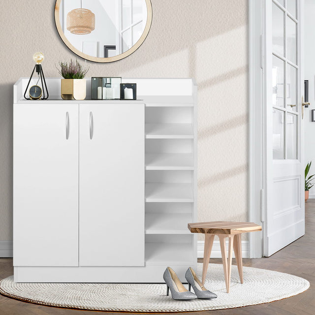 Artiss CLAIR 21-Pair Adjustable Shoe Rack Cabinet — Two Doors, Side Shelves — Allure Home Collections