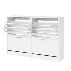 Dunkeld Flip Drawer Shoe Cabinet, White 2pcs