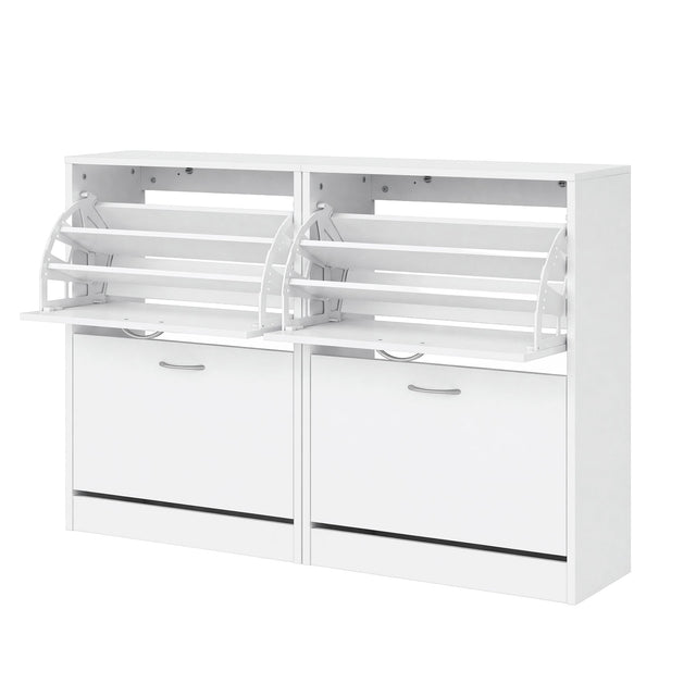 Dunkeld Flip Drawer Shoe Cabinet, White 2pcs
