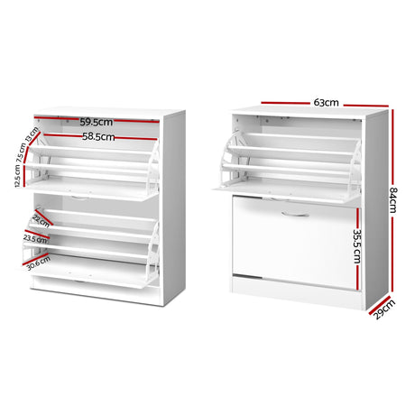 Dunkeld Flip Drawer Shoe Cabinet, White 2pcs image 2