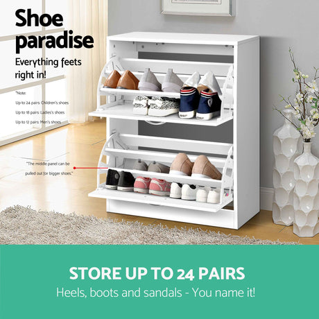 Dunkeld Flip Drawer Shoe Cabinet, White 2pcs image 5