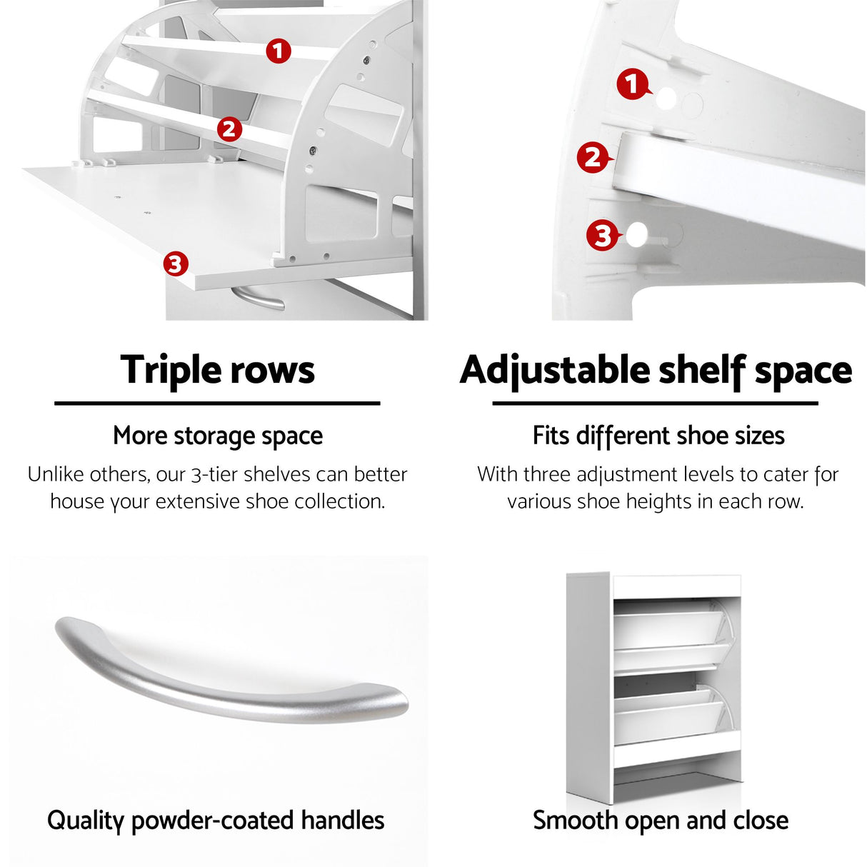 Dunkeld Flip Drawer Shoe Cabinet, White 2pcs image 7